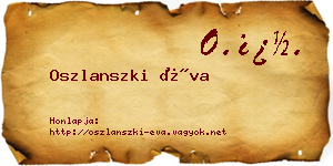 Oszlanszki Éva névjegykártya